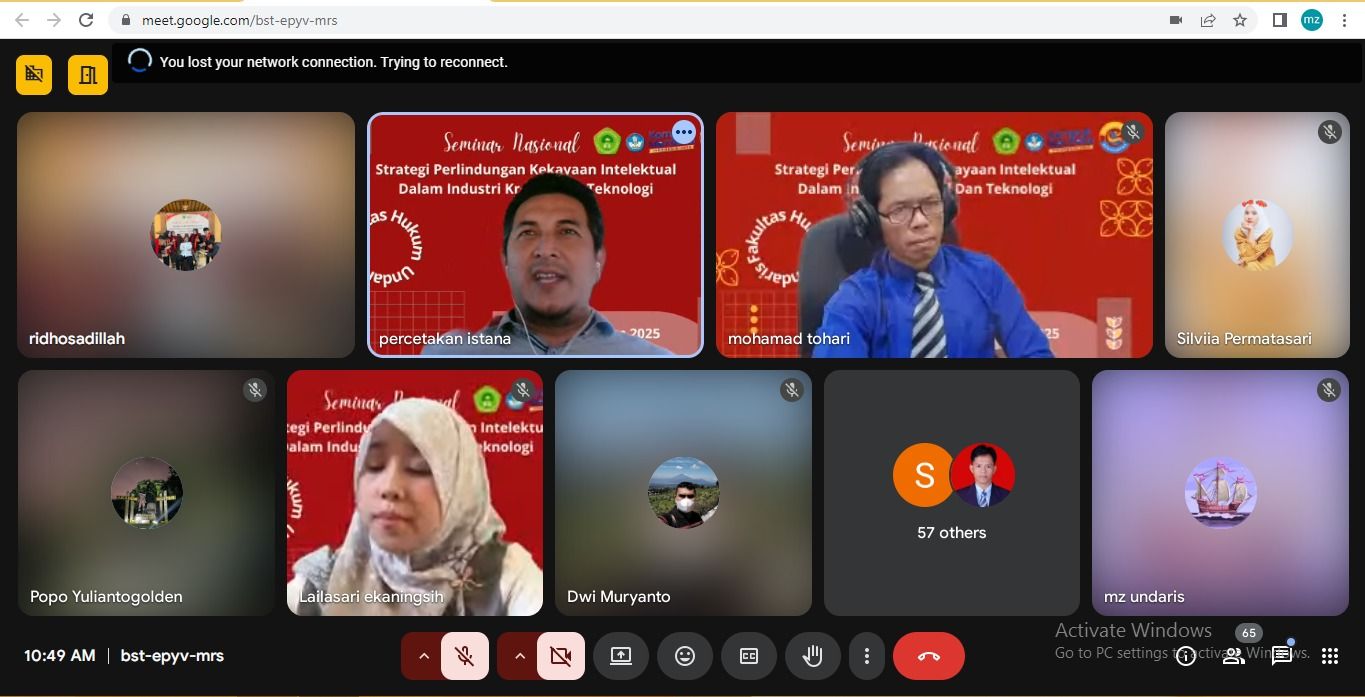 TINGKATKAN KESADARAN PERLINDUNGAN HAK KEKAYAAN INTELEKTUAL, FAKULTAS HUKUM UNDARIS ADAKAN SEMINAR
